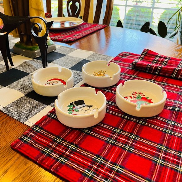 4 Vintage Christmas stackable ashtrays - Picture 4 of 10